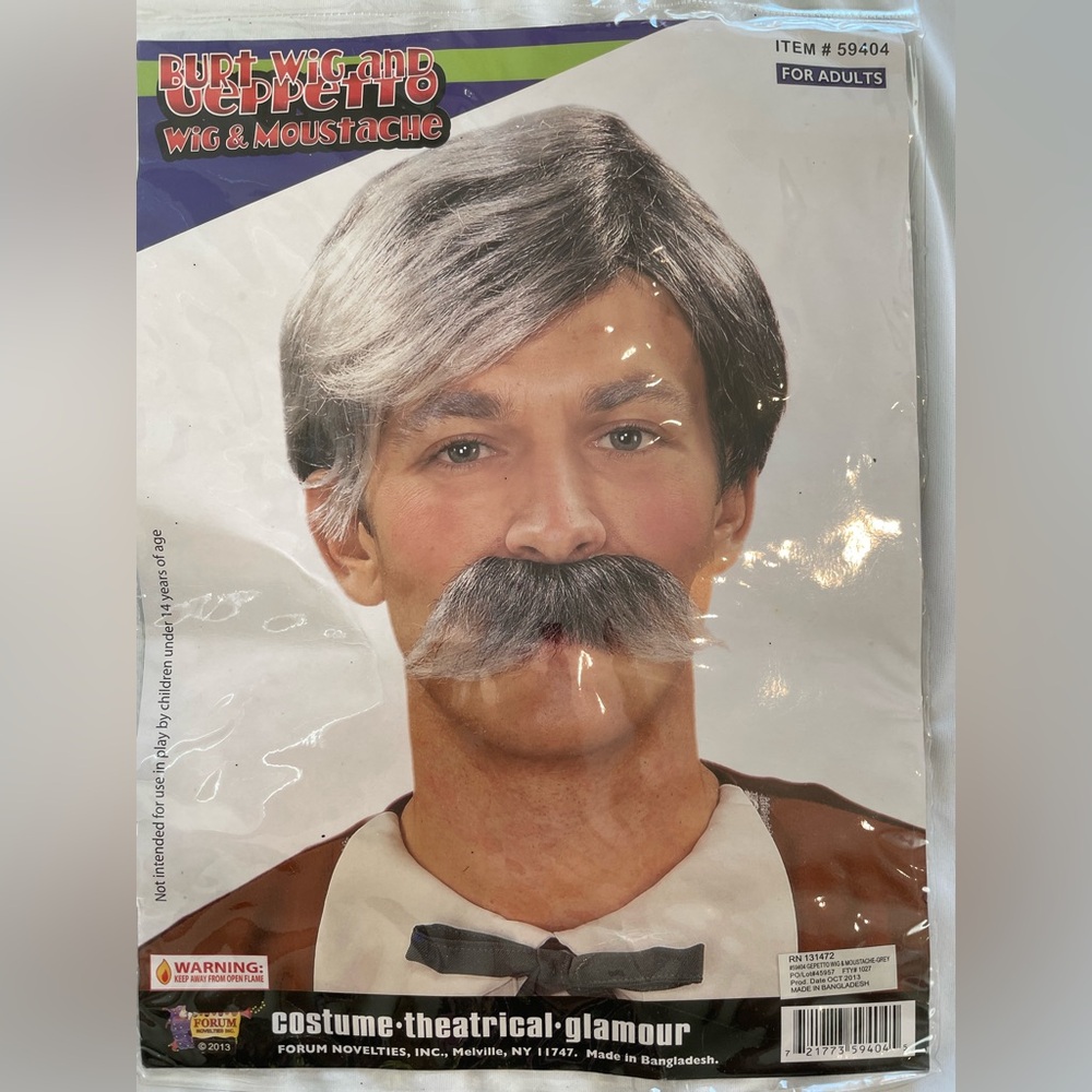 Gray Wig and Moustache Set